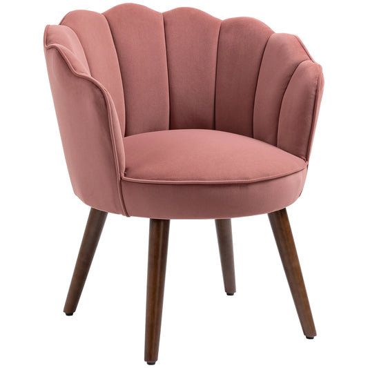 Fauteuil Coquille en velours rose poudré