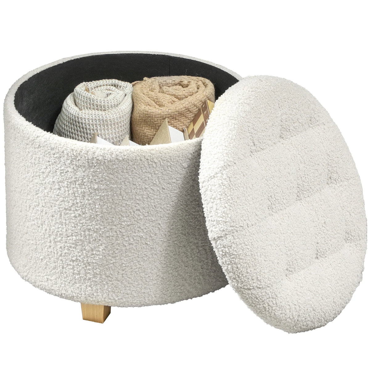 Pouf Flocon ouvert, coffre de rangement