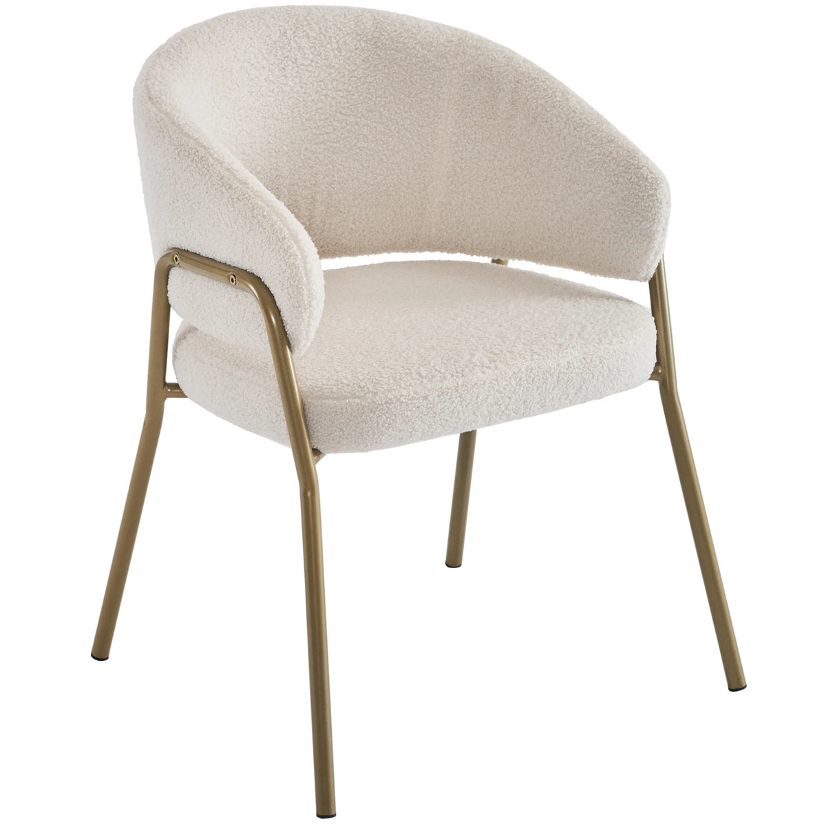 Chaise Opale en velours blanc, pieds dorés