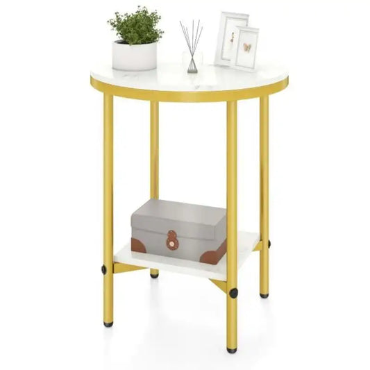 Table d'appoint Lumière effet marbre et doré