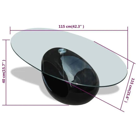 Table basse Obsidienne en verre et noir laqué
