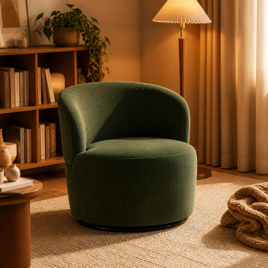 Fauteuil Cocon vert dans un coin lecture