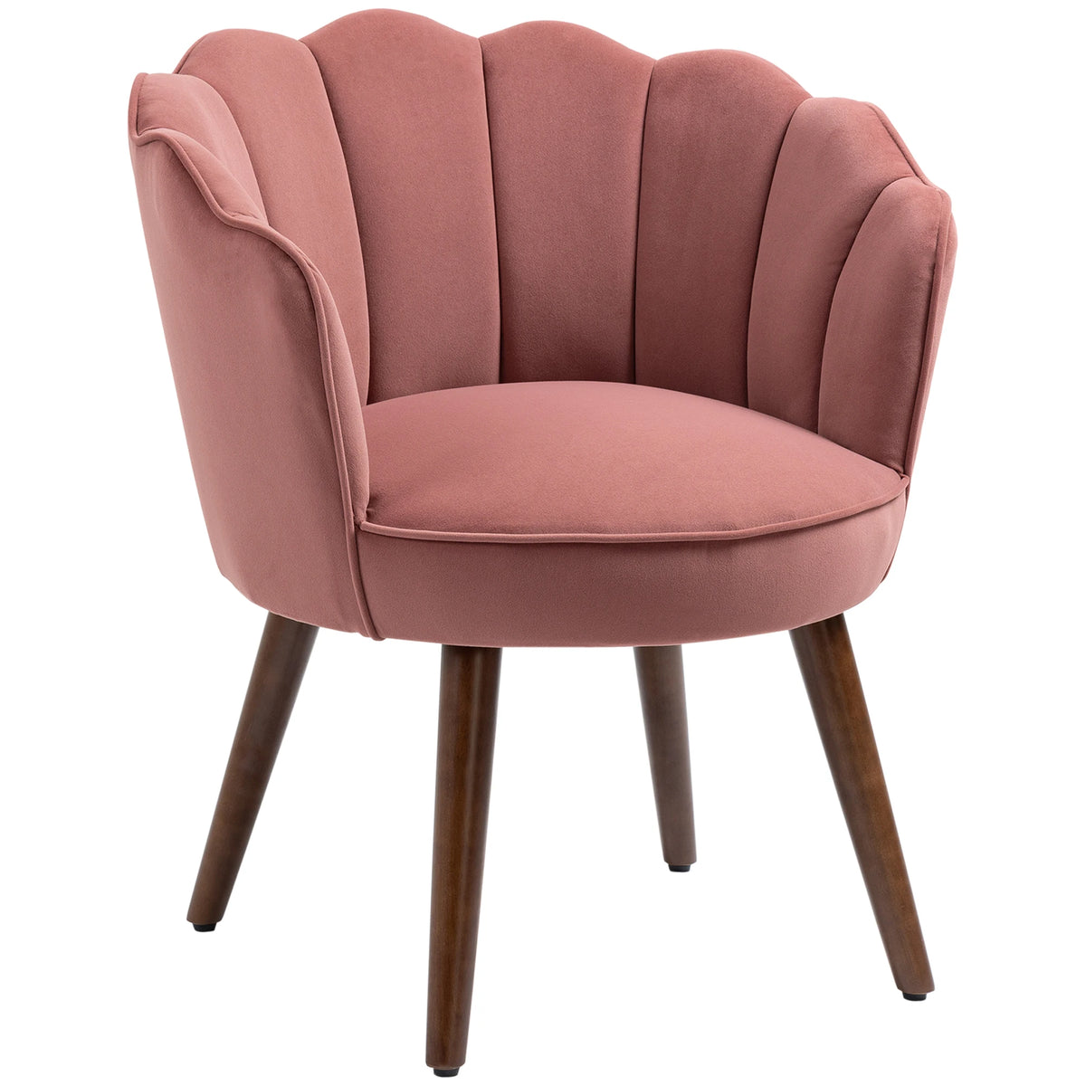 Fauteuil Coquille en velours rose poudré
