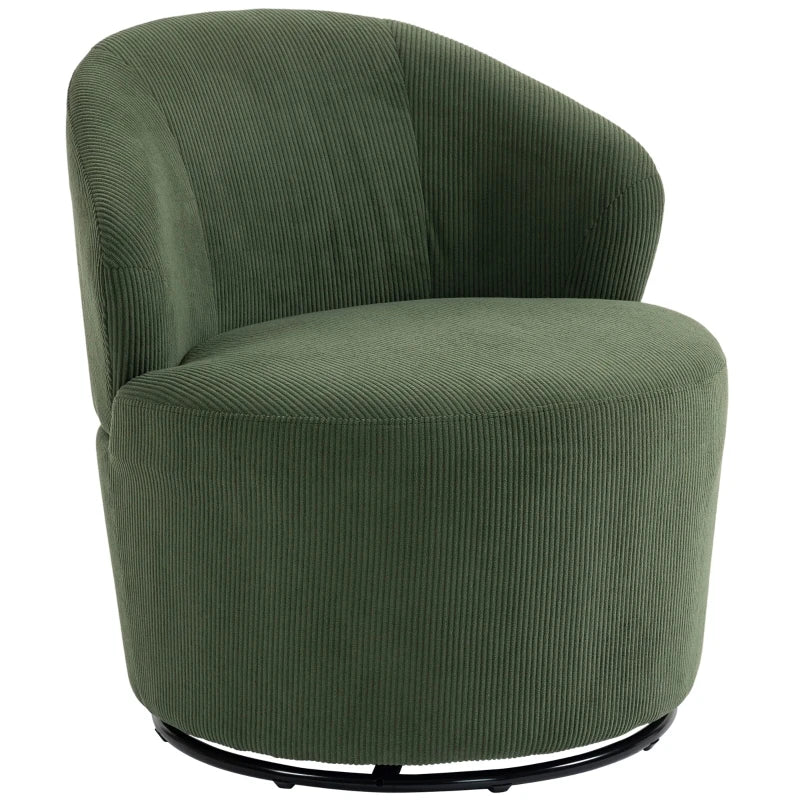 Fauteuil Cocon en velours côtelé vert