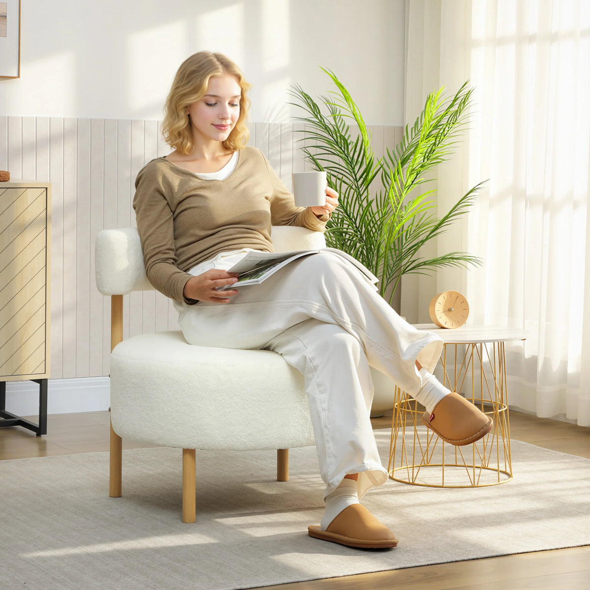 Fauteuil Céleste – bouclette crème