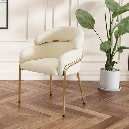 Fauteuil Aube en velours beige et laiton