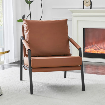 Fauteuil Havane en simili-cuir cognac