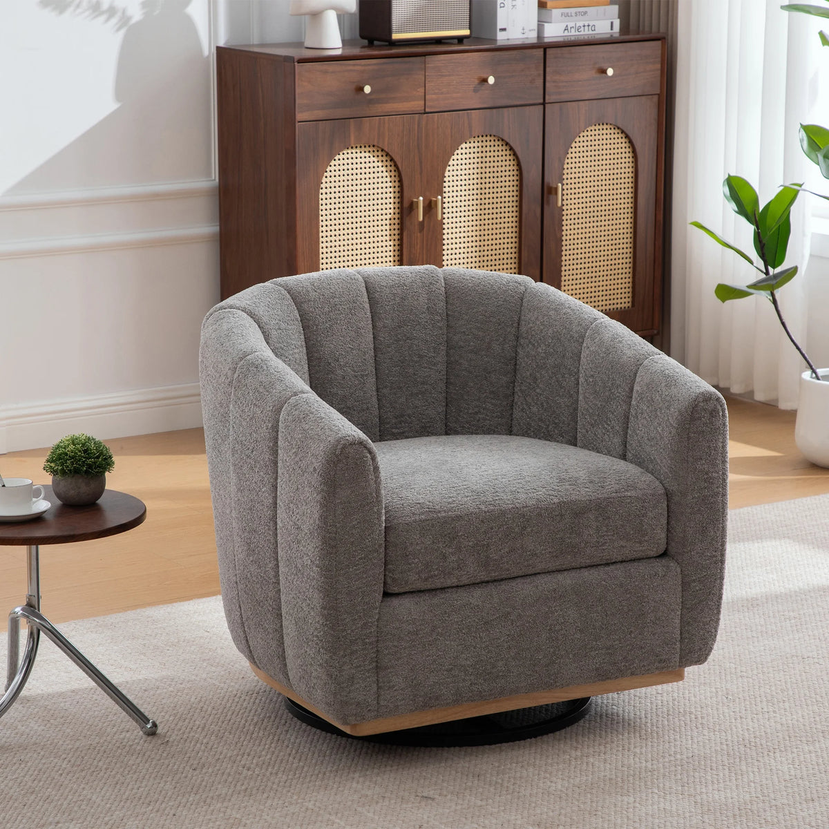 Fauteuil Nimbus pivotant en suédine grise