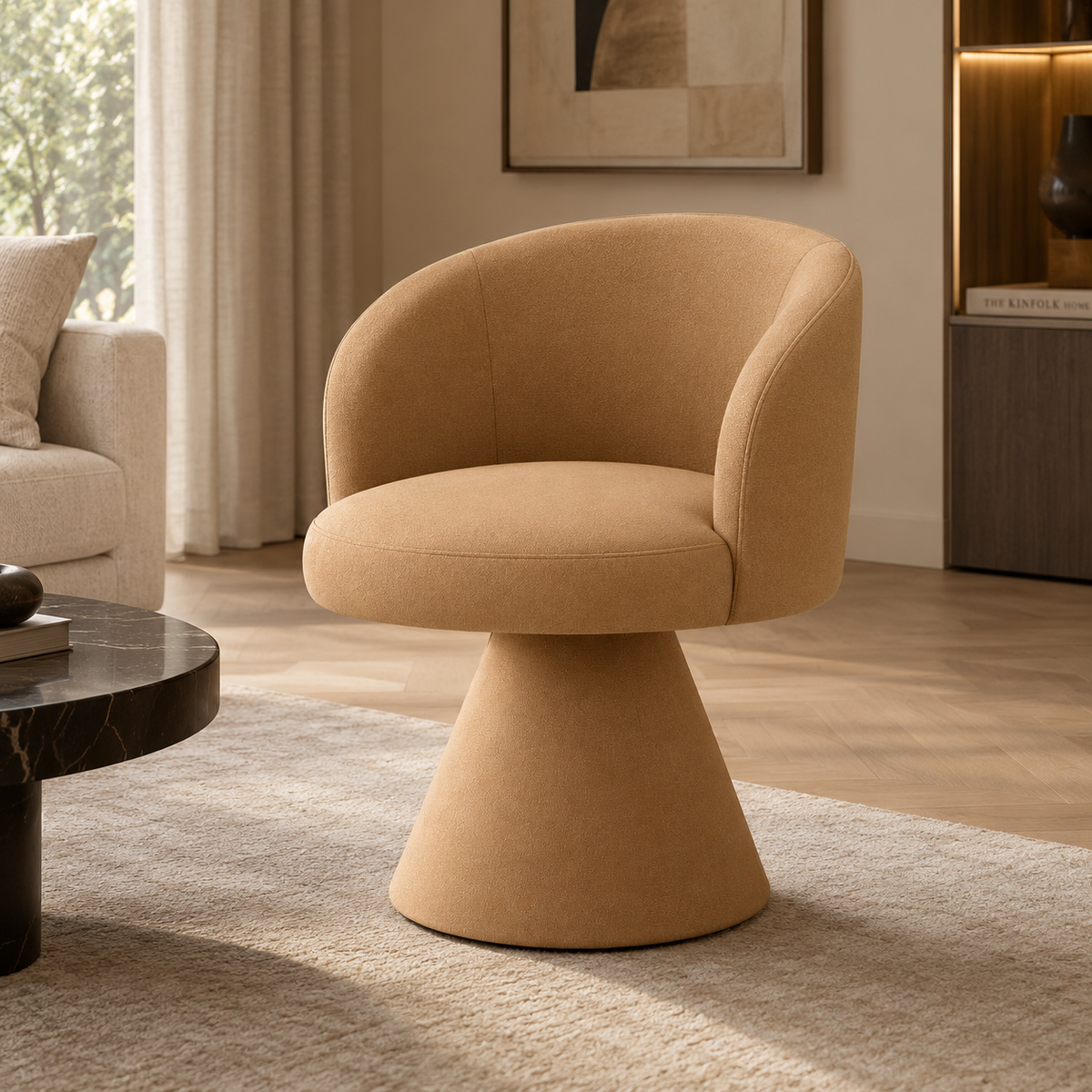 Fauteuil Dune pivotant dans un salon minimaliste