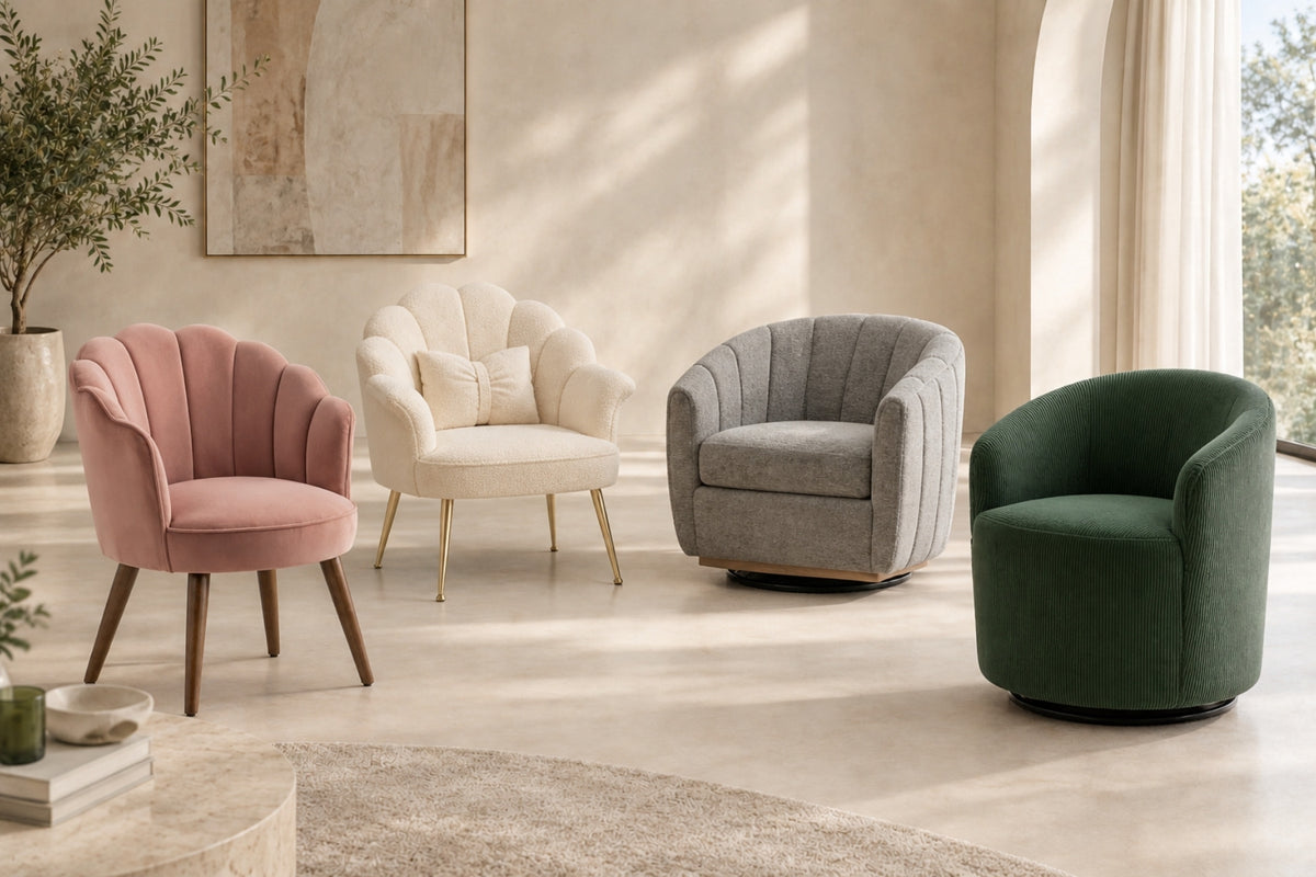 Fauteuils Coquille, Pétale, Nimbus et Cocon