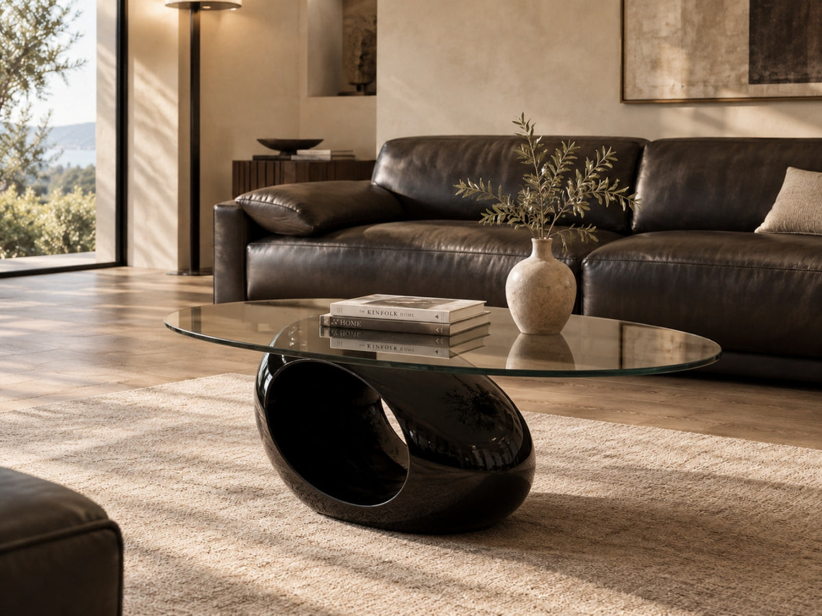 Table basse Obsidienne dans un salon Maison Novéa